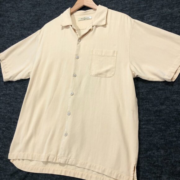 Tommy Bahama Silk Embroidery Panel Hawaiian Lost Swinging Paradise Shirt Size M - Picture 1 of 9